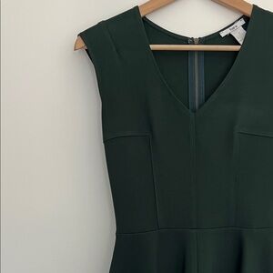 bar III dark green fit and flare dress, size small